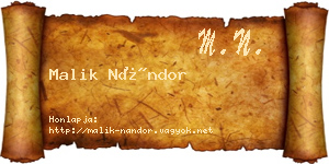 Malik Nándor névjegykártya