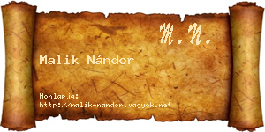 Malik Nándor névjegykártya